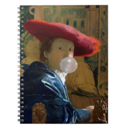 Cuaderno Goma de burbuja Diva en un gorra rojo soplando un 