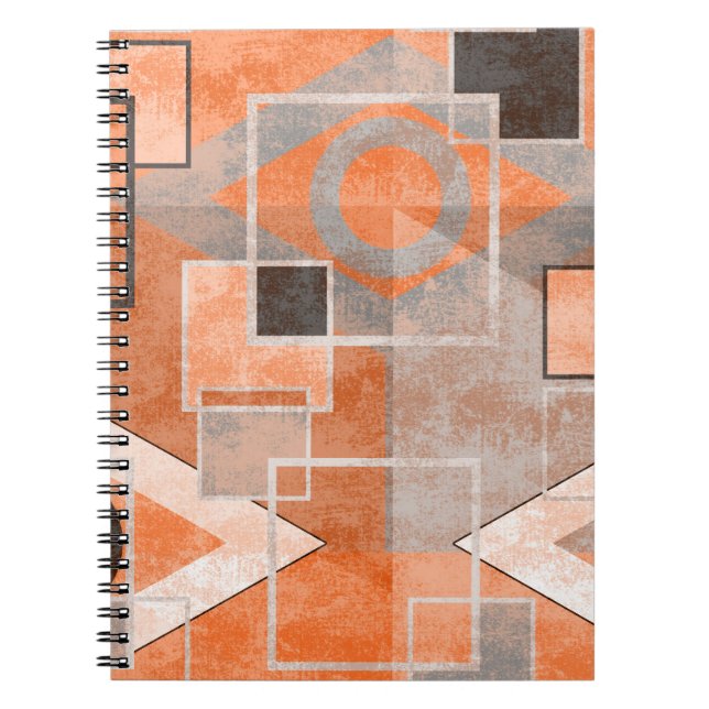 Cuaderno Goma gris naranja geométrico elegante (Frente)