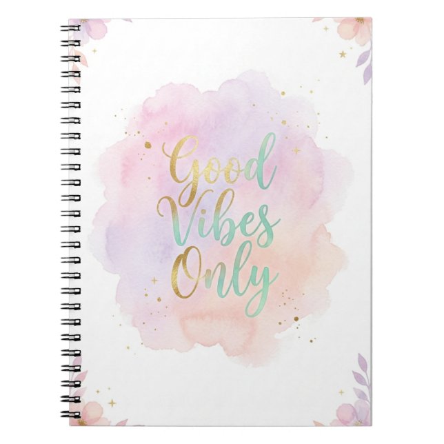 Cuaderno Good Vibes Only Aesthetic Pastel Notebook |  (Frente)