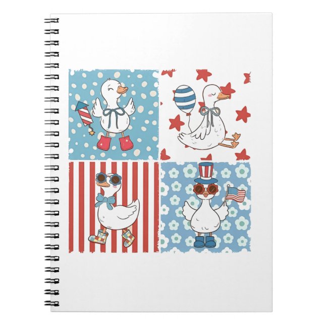 Cuaderno Goose American Flag Memorial Day 4 De Julio (Frente)