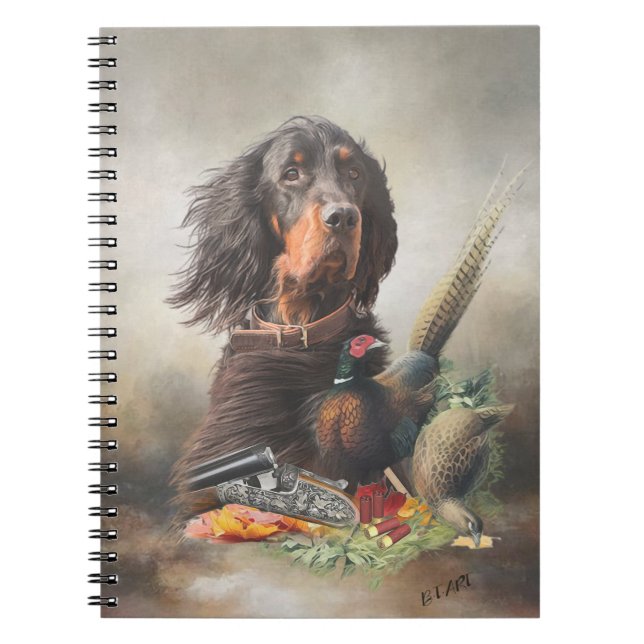 Cuaderno Gordon setter con faisanes, arte (Frente)