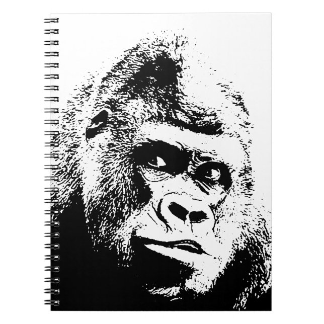 Cuaderno Gorila Pop Art Blanco Negro (Frente)