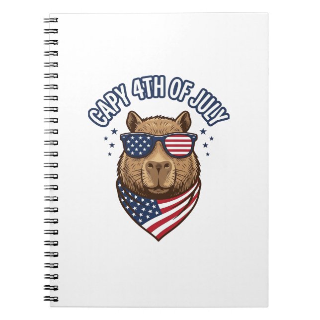Cuaderno Gorra 4 de julio Diseño de vector de carpincho pat (Frente)