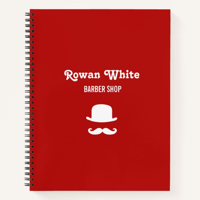 Cuaderno Gorra blanco y rojo de la silueta de bigote (Anverso)