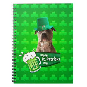 Cuaderno Gorra de Bulldog Cute Pit St. Patrick's Day w Clov