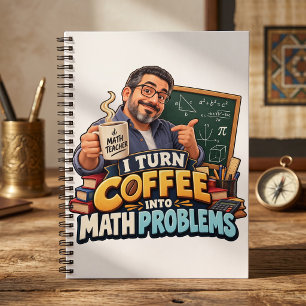 Cuaderno Gorra de cita de café de profesor de matemáticas d