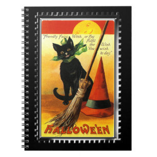 Cuaderno Gorra de Halloween Kitty Sitting Witts