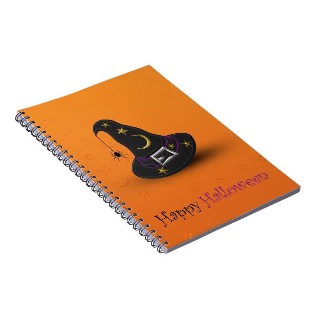 Cuaderno Gorra de la bruja de Halloween con la araña (Lado Derecho)
