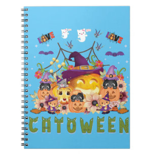 Cuaderno Gorra morado divertido Catoween, calabaza Naranja 