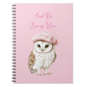 Cuaderno Gorra rosa chic marrón blanco búho te voy a ver