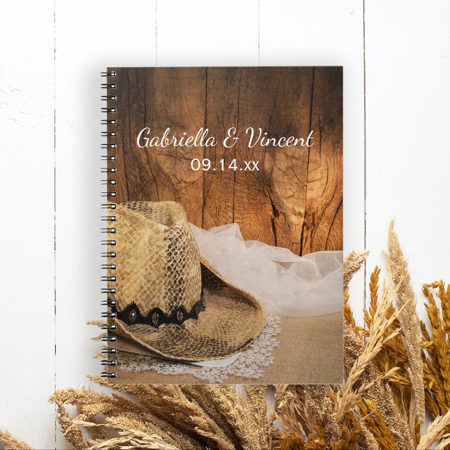 Cuaderno Gorra Vaquero Barn Wood País Boda Occidental (Subido por el creador)