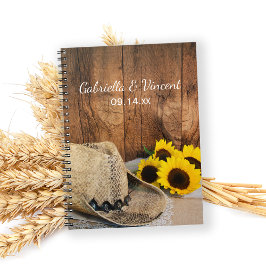 Cuaderno Gorra Vaquero, Sunflowers, Barn Wood Country Weddi