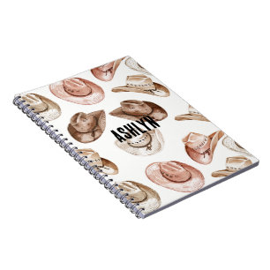 Cuaderno Gorras de la chica de vaca rosa marrón occidental