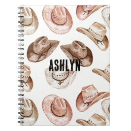 Cuaderno Gorras de la chica de vaca rosa marrón occidental