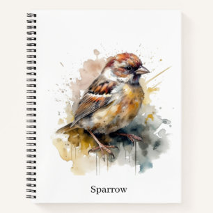 Cuaderno Gorrión de Acuarela Rústica, personalizado