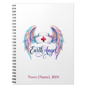Cuaderno Gorrito de enfermera con alas de acuarela "Ángel d