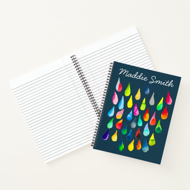 Cuaderno Gotas de lágrima acuarela colorida caprichosa (Interior)