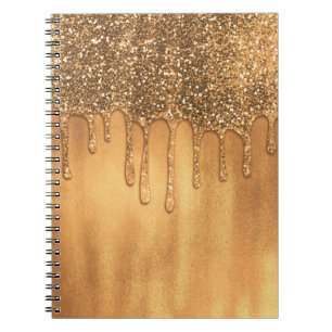 Cuaderno Goteando en Glitter de Miel Dorada Preciosa Gotas