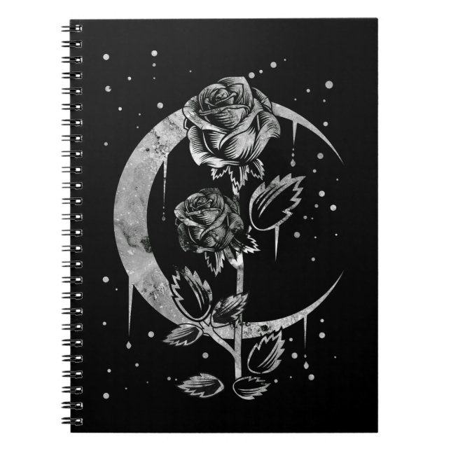 Cuaderno Gothic Moon Rose Crescent Witchy Art (Frente)