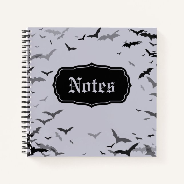 Cuaderno Gótico Bats Lavender y portátil negro (Anverso)