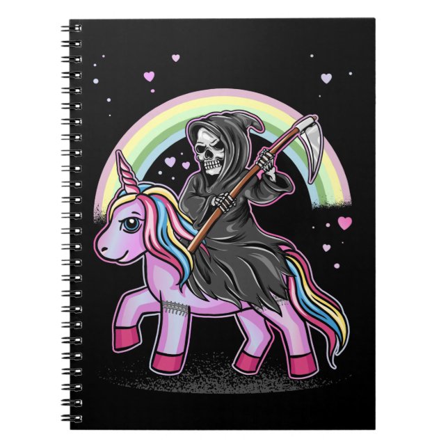 Cuaderno Gótico de pastel arcoiris de unicornio (Frente)