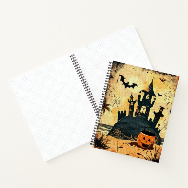Cuaderno Gótico de verano retro temible playa de Halloween (Interior)