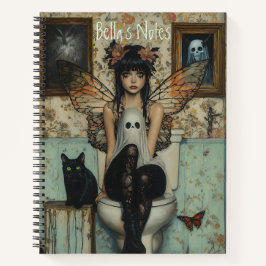 Cuaderno Gótico Fairy & Ghost Sitting on Toilet Quirky Pers
