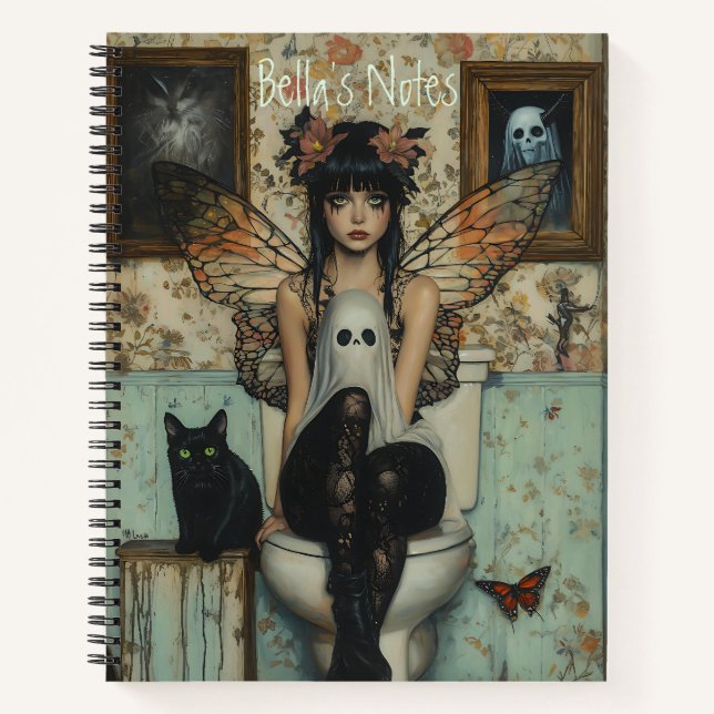 Cuaderno Gótico Fairy & Ghost Sitting on Toilet Quirky Pers (Anverso)