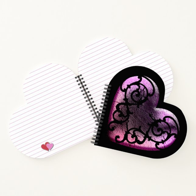 Cuaderno Gótico Filigré Corazón Rosa (Interior)