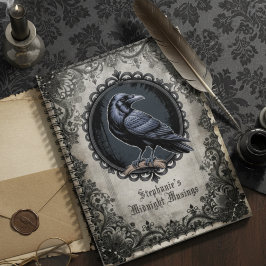 Cuaderno Gótico Floral Oscuro Académico Cuervo Negro Malhum