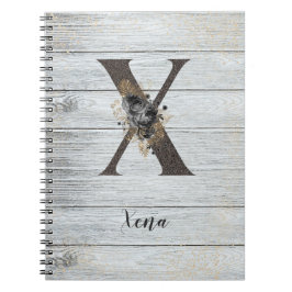 Cuaderno Gótico moderno monogramado elegante Rosa negro X N