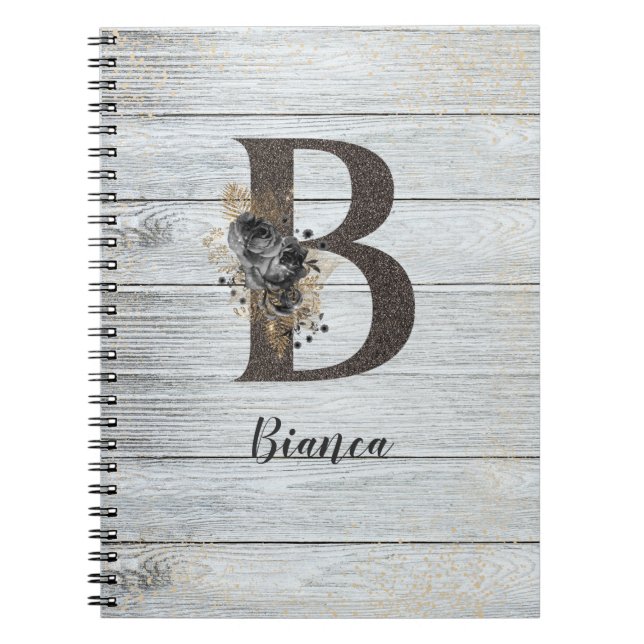 Cuaderno Gótico moderno monogramado Rosa negro B (Frente)