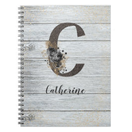 Cuaderno Gótico moderno monogramado Rosa negro C