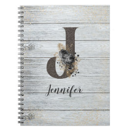 Cuaderno Gótico moderno monogramado Rosa negro J