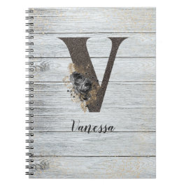 Cuaderno Gótico moderno monogramado Rosa negro V
