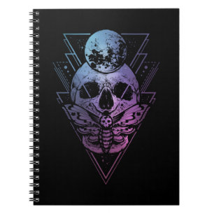 Cuaderno Gótico Moon Skull Gótico Wicca Crescent Moth Lun