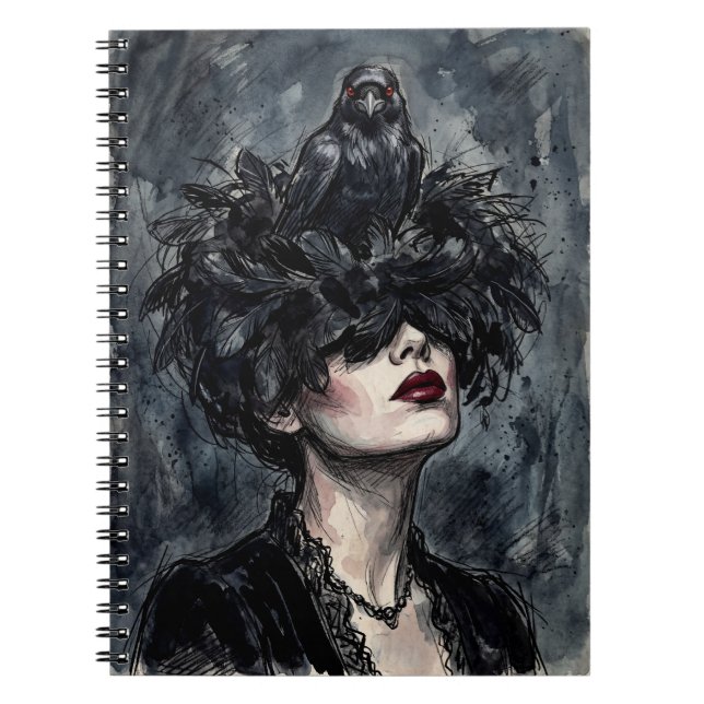 Cuaderno gótico: Mujer con cuervo (Frente)
