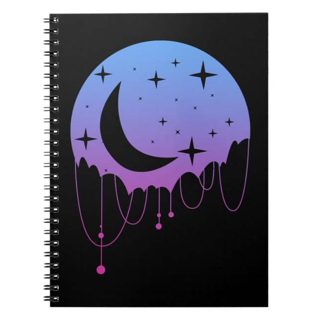 Cuaderno Gótico Pastel Luna Kawaii Estética Estrellas Creci (Frente)