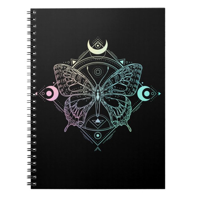Cuaderno Gótico Pastel Moon Gothic Wicca Crescent Butterfly (Frente)