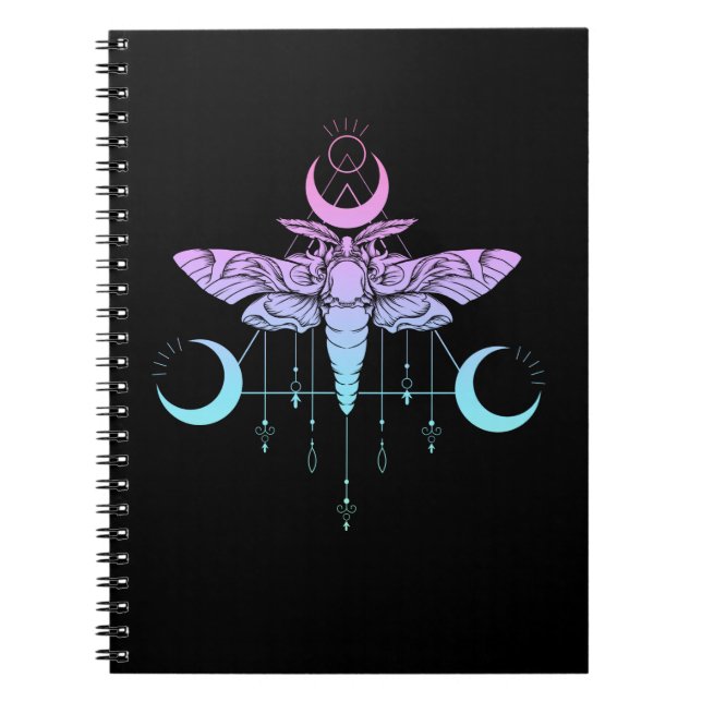 Cuaderno Gótico Pastel Moon Kawaii Moth Estético (Frente)