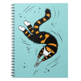 Cuaderno Gótico Pastel Natación Cat Skeleton