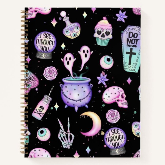 Cuaderno Gótico Pastel, negro, portátil de espiral de tapa  (Anverso)