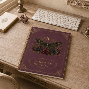 Cuaderno Gótico personalizado Mariposa nocturna Rosas de Bu