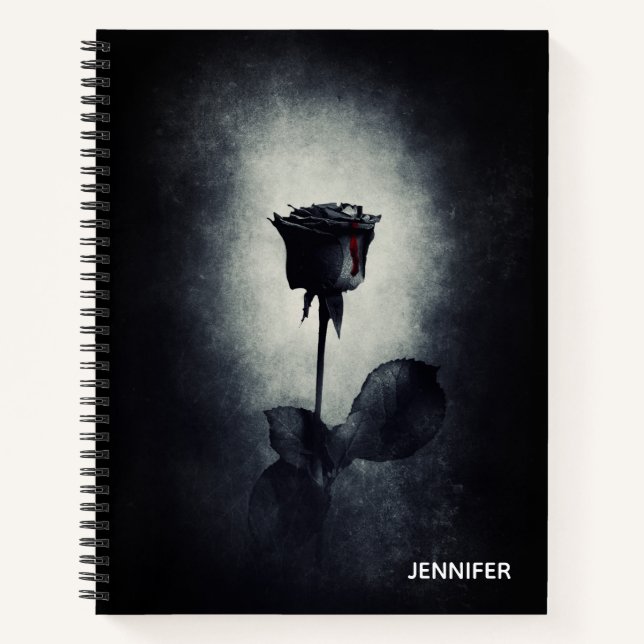 Cuaderno Gótico Rosa negro goteando sangre macabra (Anverso)