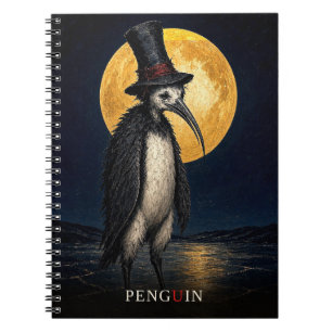 Cuaderno Gótico Surrealista Pingüino Sombrero de Copa