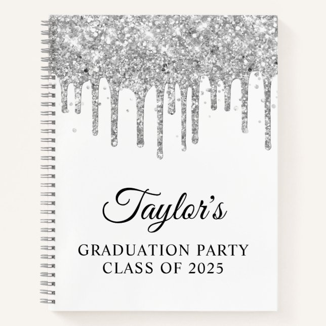 Cuaderno Gotitas de brillo plateado y Invitado de graduació (Anverso)
