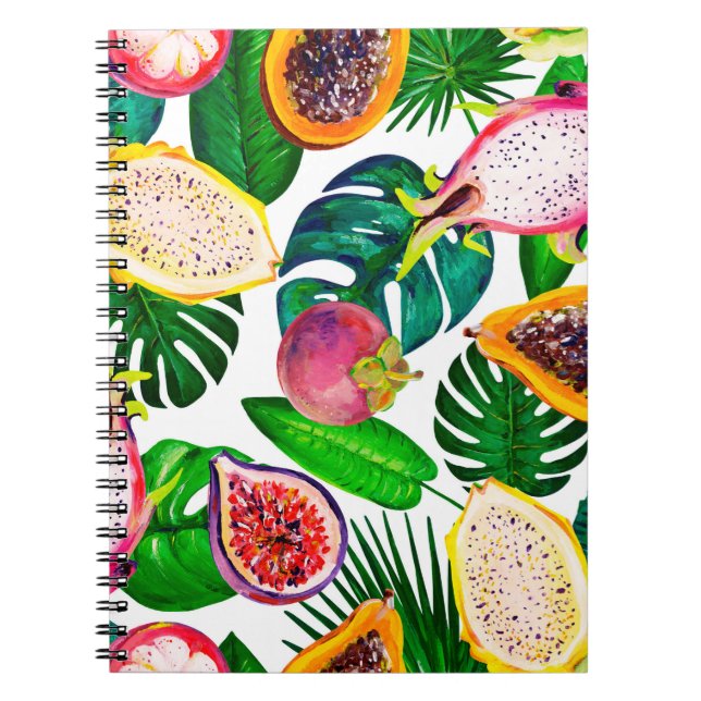 Cuaderno Gouache sin fisuras con hojas tropicales y fr (Frente)