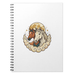 Cuaderno Grabado Antiguo Caballos Cósmicos Arte Lunar