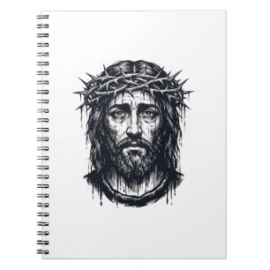 Cuaderno Grabado Antiguo Corona de Espinas Retrato Sagrado 