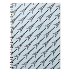 Cuaderno Grabado de la torre Eiffel del vintage/del